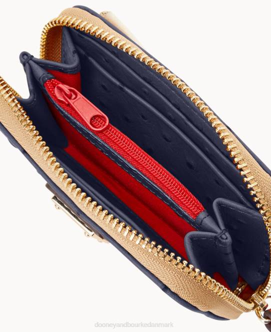 Dooney & Bourke struds stor lynlås omkring kreditkortetui JV0J4094 tilbehør stål blå