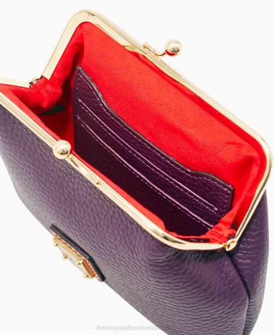 Dooney & Bourke rullestenskorn stor indrammet pung JV0J4859 tilbehør blomme vin