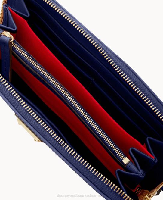Dooney & Bourke saffiano stor lynlås rundt JV0J4133 tilbehør marine