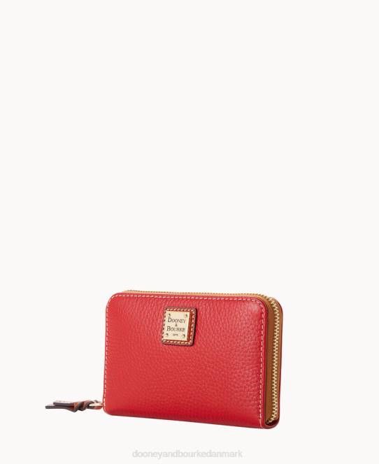 Dooney & Bourke småsten med medium lynlås rundt om pung JV0J4130 tilbehør rød
