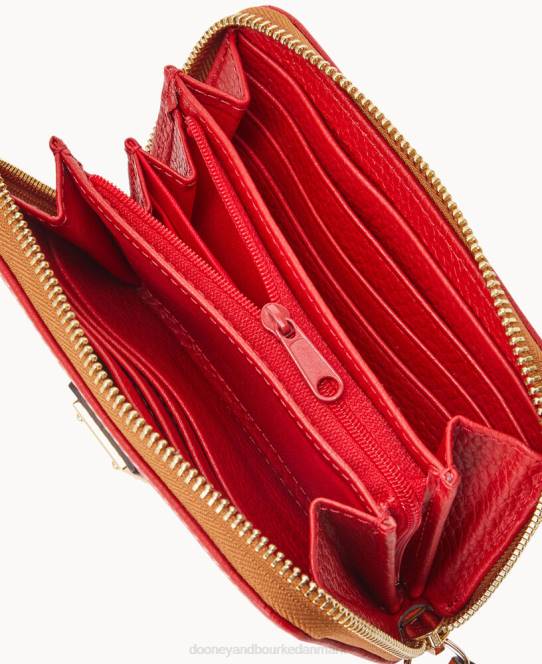 Dooney & Bourke småsten med medium lynlås rundt om pung JV0J4130 tilbehør rød
